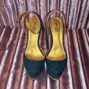 Dark Teal Green & Gold heels